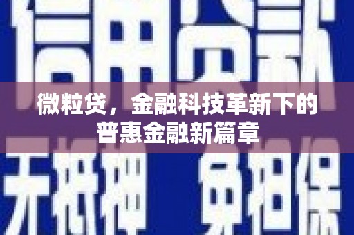 石拐微粒贷，金融科技革新下的普惠金融新篇章