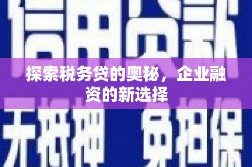 石拐探索税务贷的奥秘，企业融资的新选择