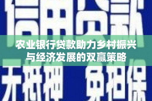 石拐农业银行贷款助力乡村振兴与经济发展的双赢策略