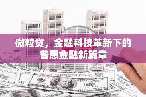 石拐微粒贷，金融科技革新下的普惠金融新篇章