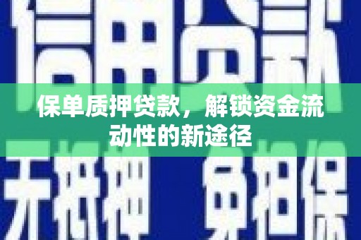 石拐保单质押贷款，解锁资金流动性的新途径