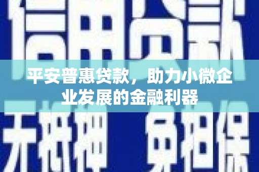 石拐平安普惠贷款，助力小微企业发展的金融利器